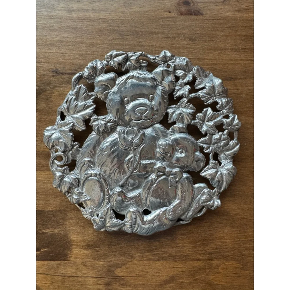 Arthur Court Silver Bear Family Trivet Hot Plate One Size Kitchen Tool